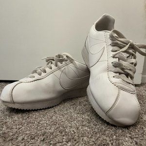 Nike White on White Cortez Leather Casual Shoe